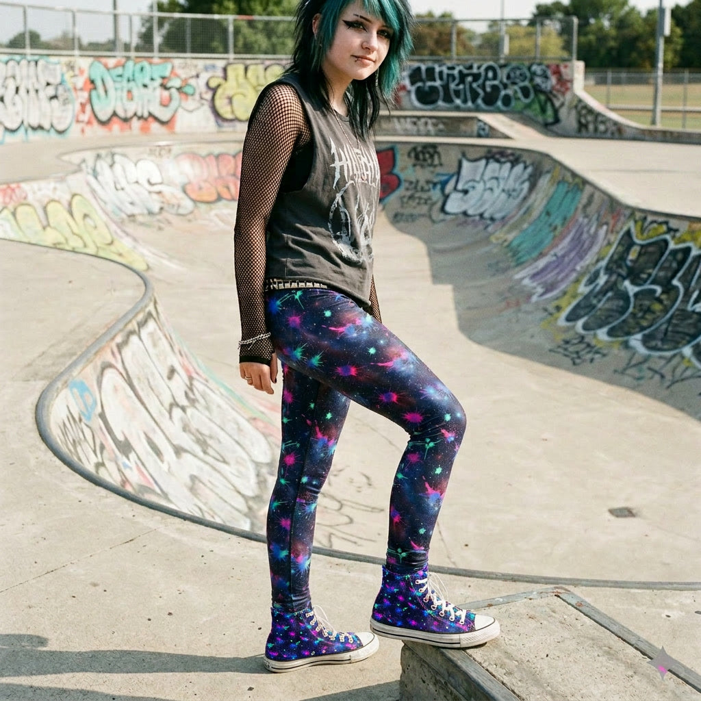 Cosmic Splatter Galaxy Emo Shoes