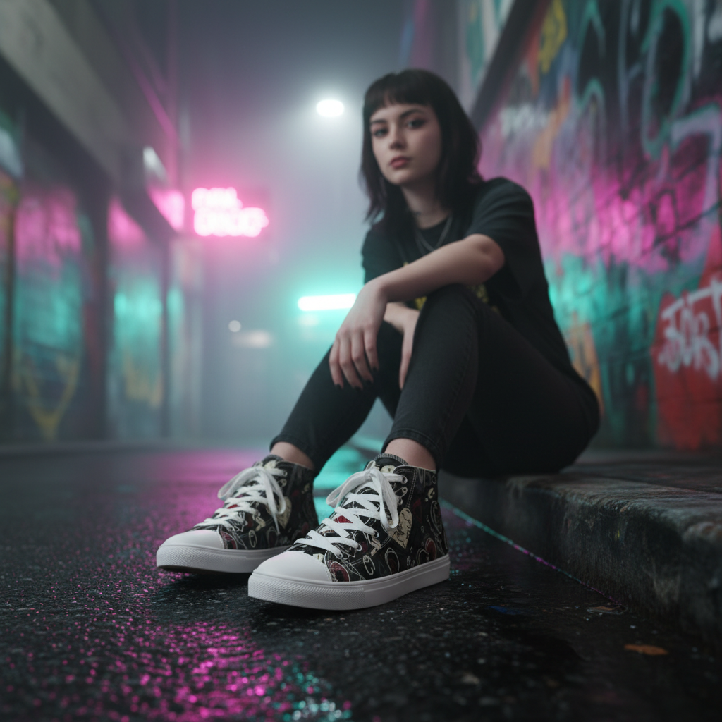 Broken Doodle High-Top Sneakers