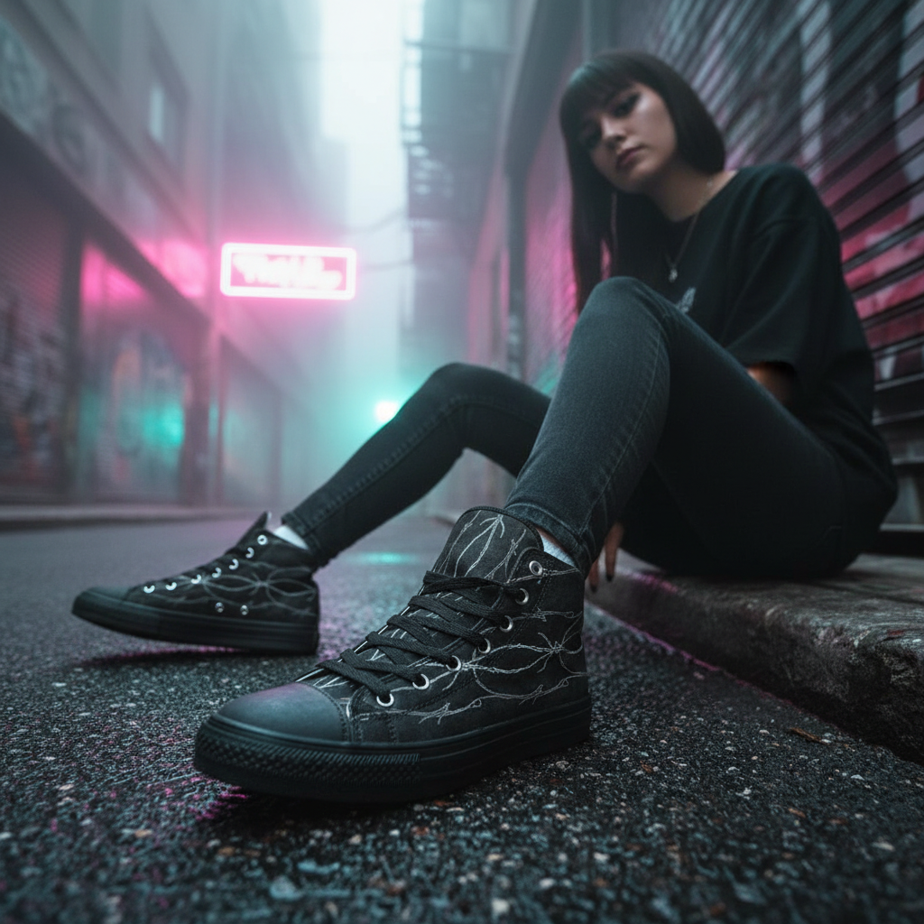 Barbed Wire High-Top Sneakers