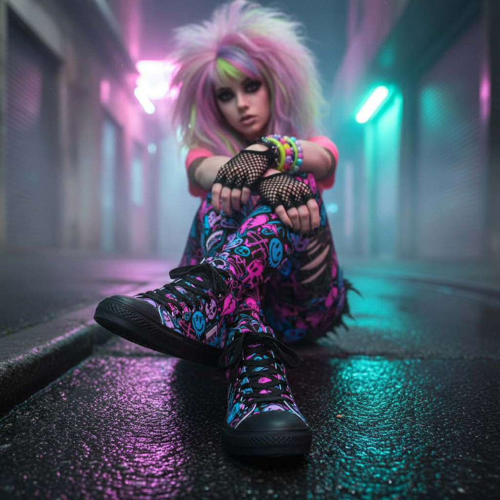 Neon Chaos High-Top Sneakers
