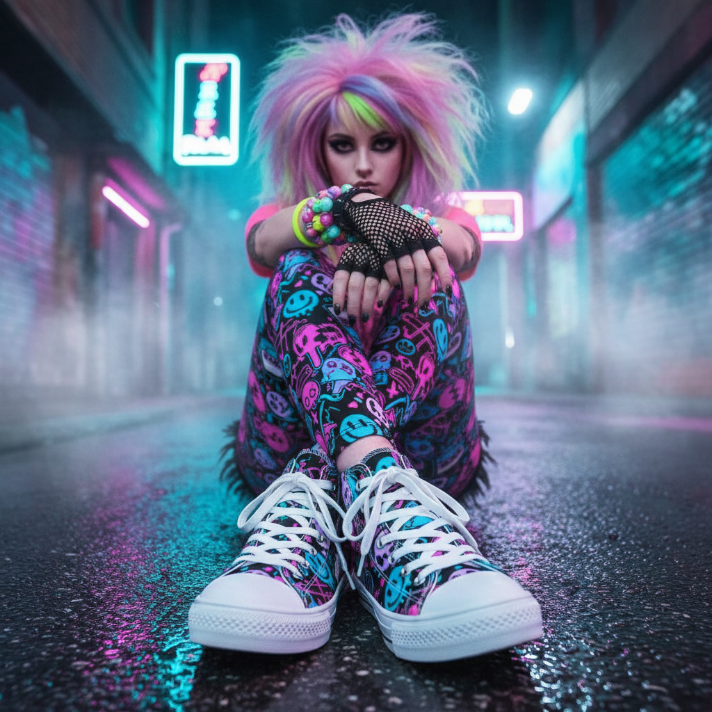 Neon Chaos High-Top Sneakers
