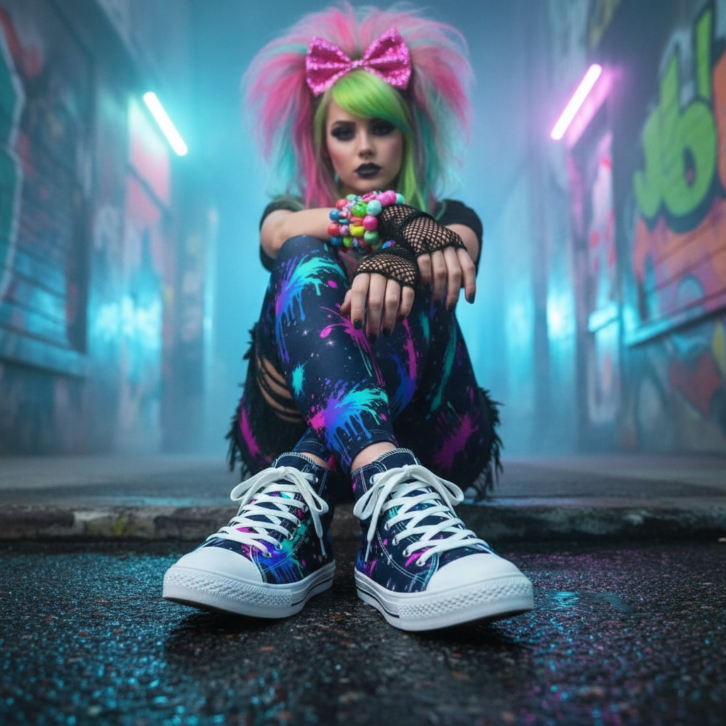 Cosmic Splatter Galaxy Emo Shoes