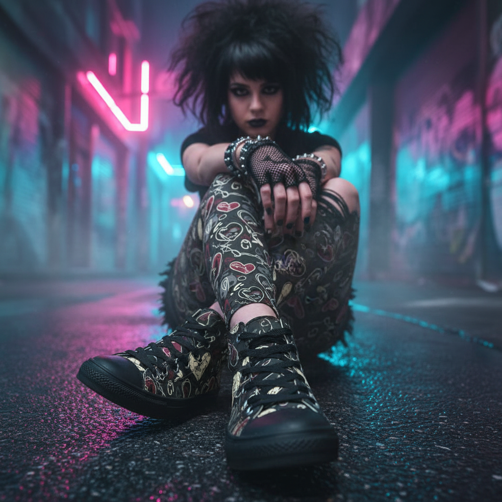 Broken Doodle High-Top Sneakers