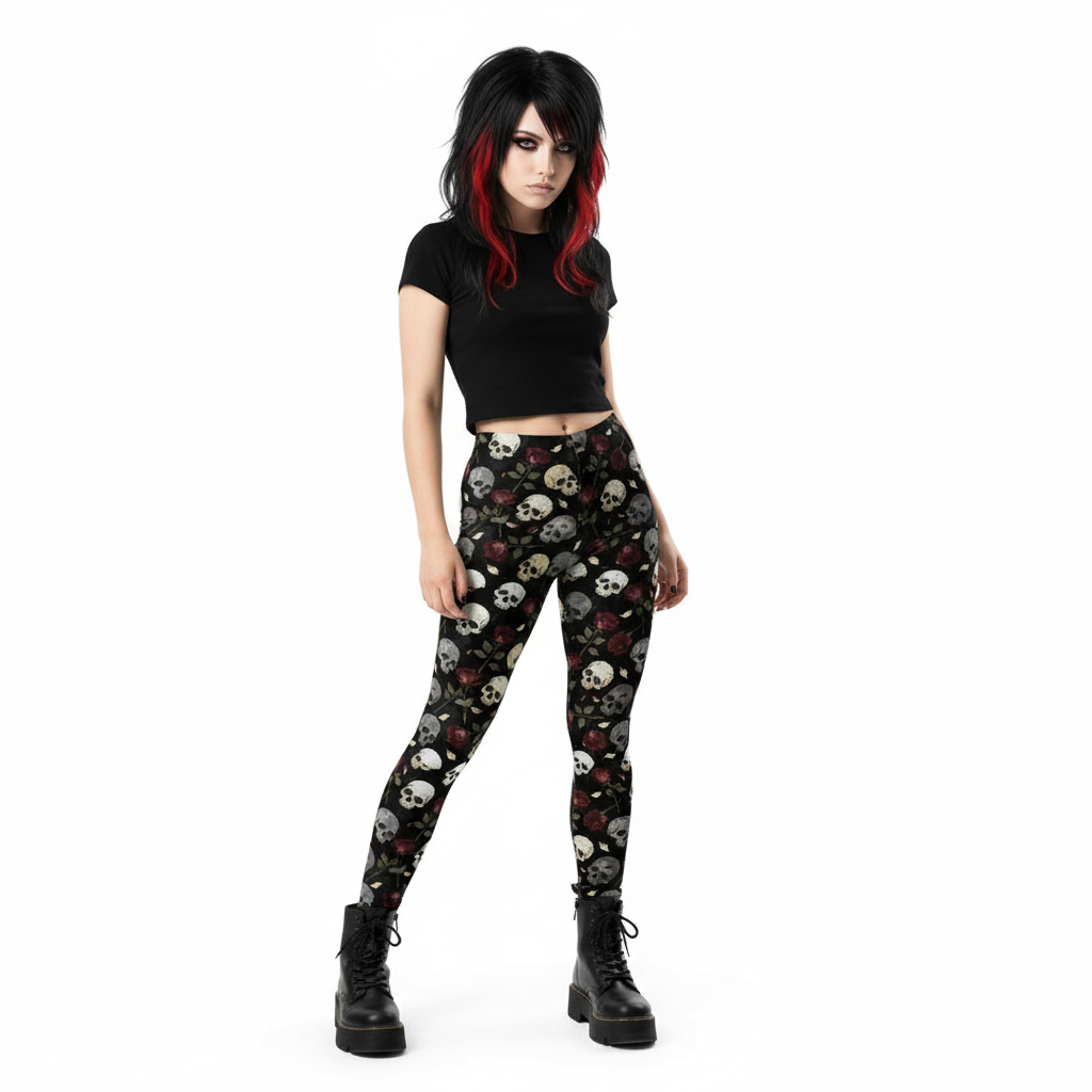 Skull Rose Gothic Leggings