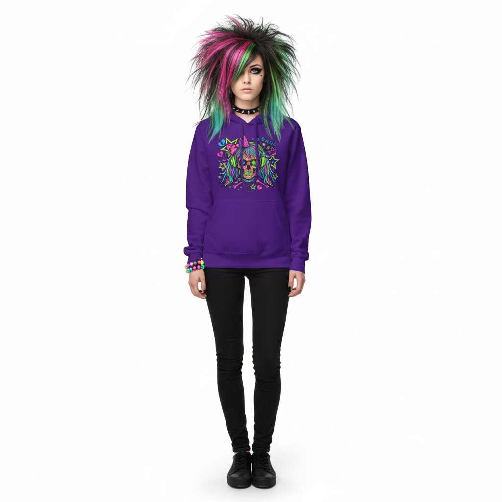 Neon Scene Queen Skull Hoodie