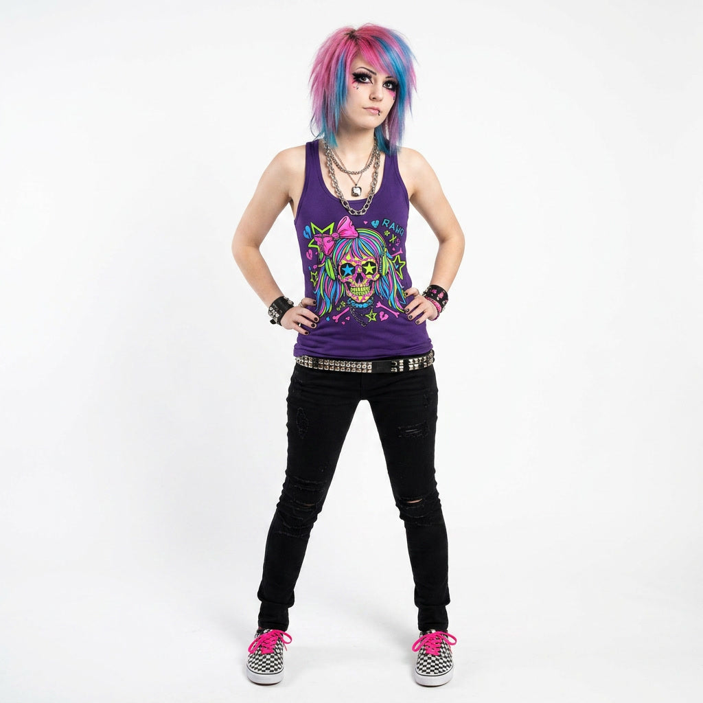 Neon Scene Queen Skull Tank
