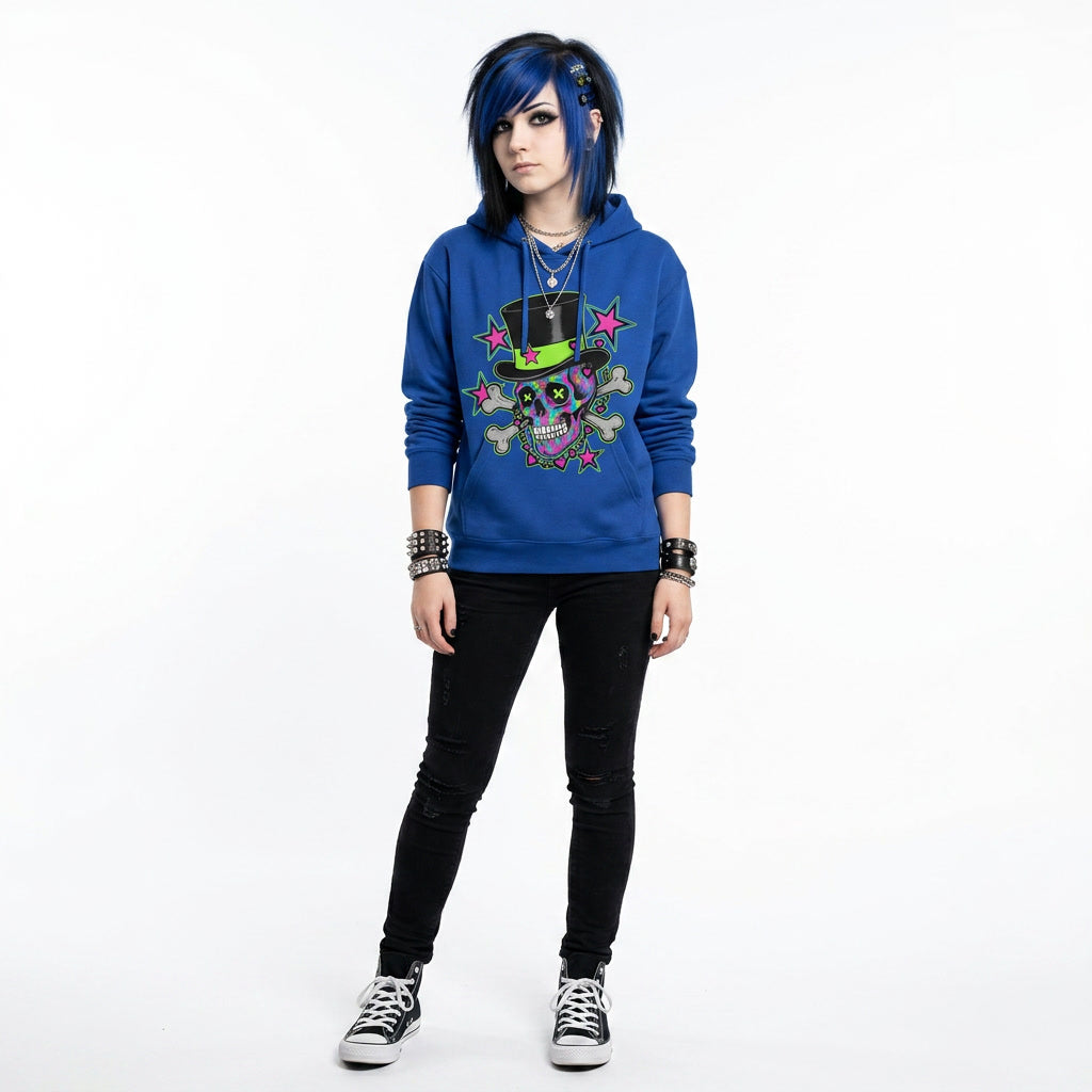 Neon Top Hat Skull Hoodie
