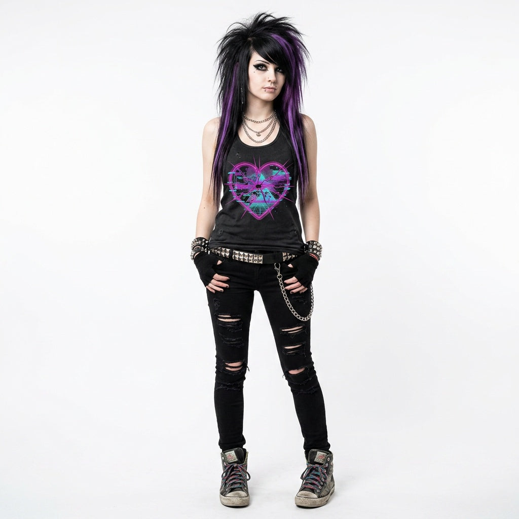 Retro Neon Broken Heart Tank