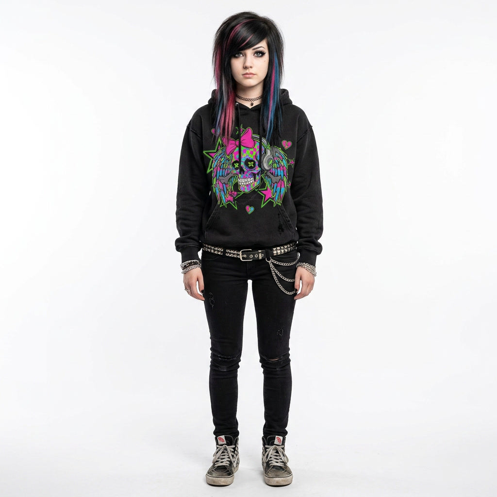 Neon Scene Queen Skull Hoodie